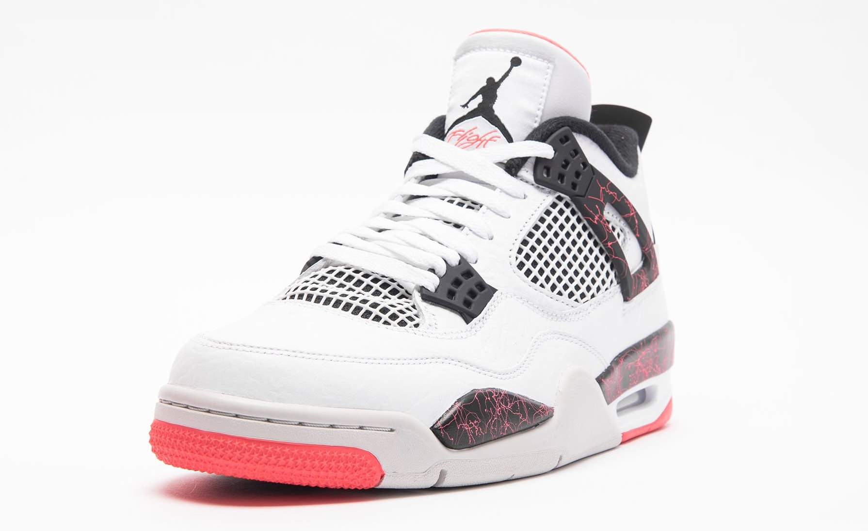 Air Jordan 4 Retro &#x27;White/Black-Light Crimson-Pale Citron&#x27; 308497-115 (Toe)