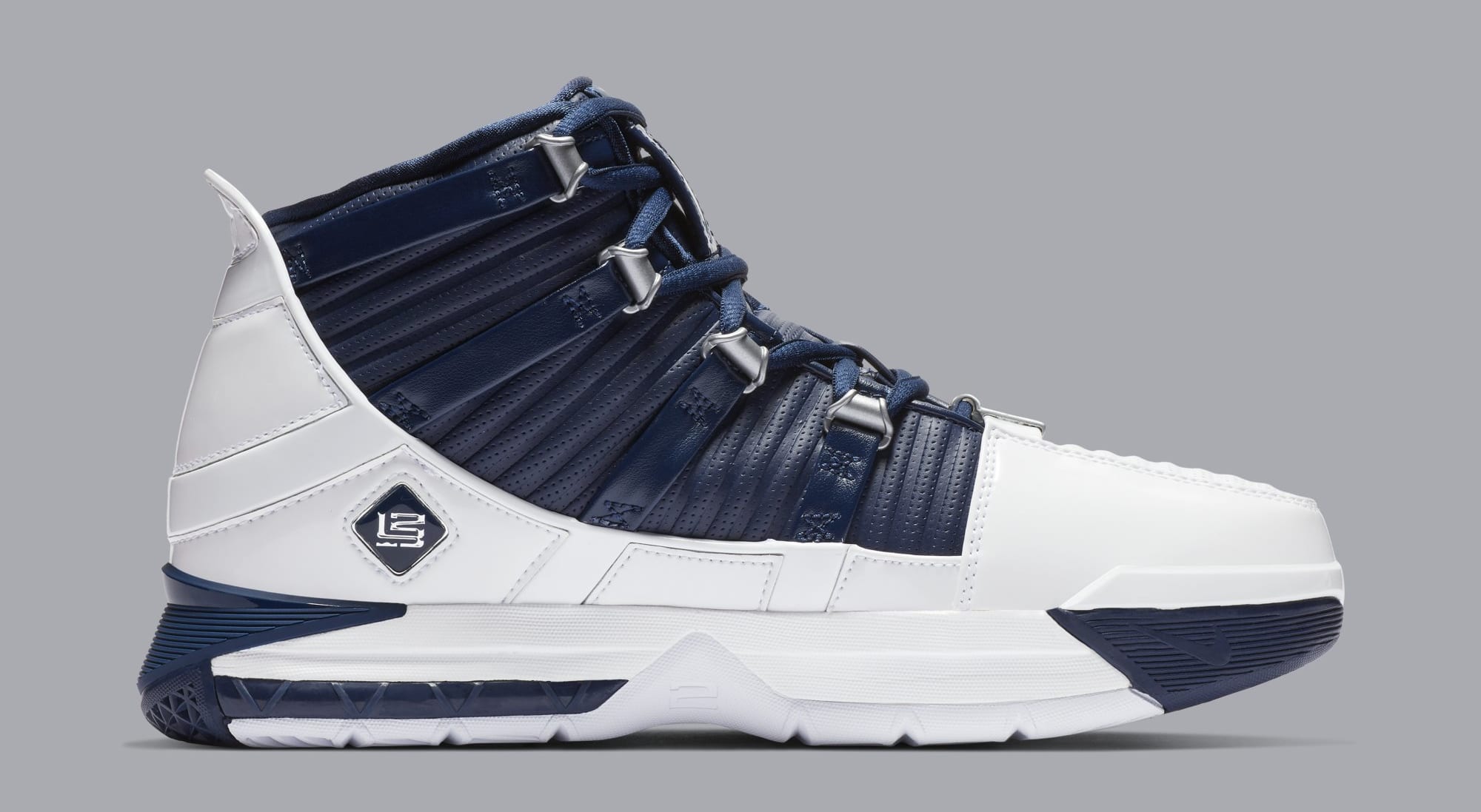 Nike Zoom LeBron 3 &#x27;White/Navy Blue/Silver&#x27; AO2434-103 (Medial)