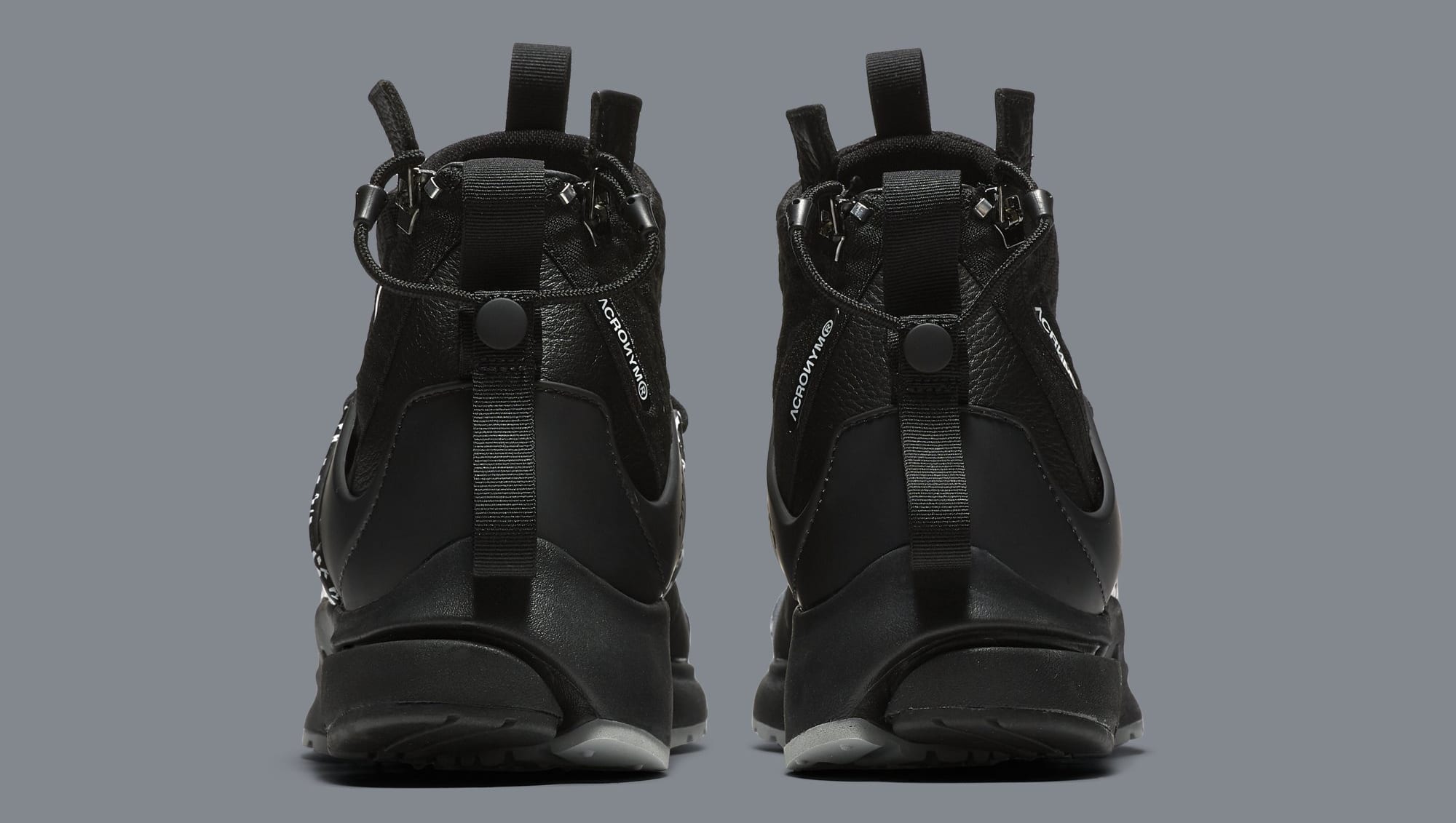 Acronym x Nike Air Presto Mid &#x27;Cool Grey/Black&#x27; AH7832-001 (Heel)