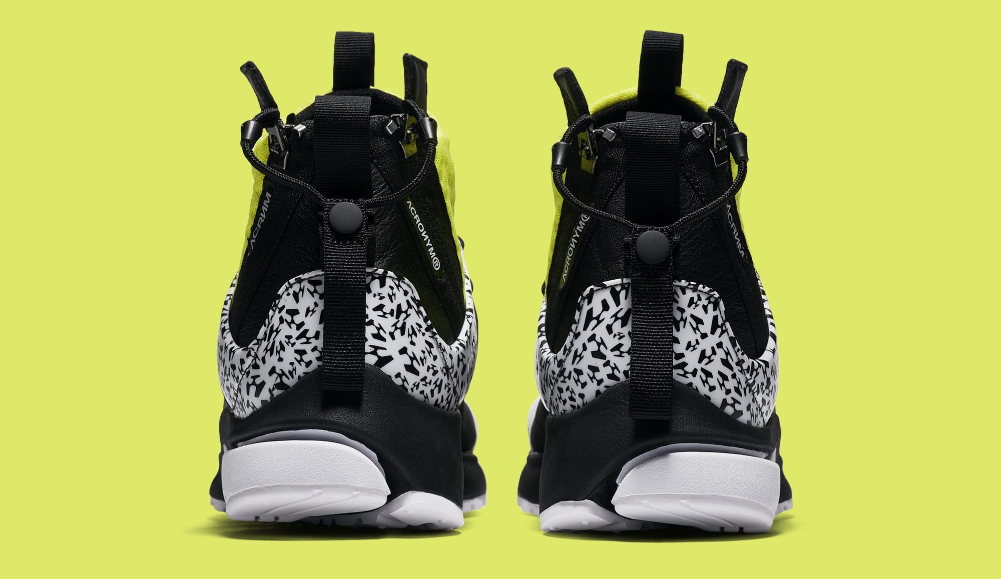 Acronym x Nike Air Presto Mid &#x27;White/Dynamic Yellow/Black&#x27; AH7832-100 (Heel)