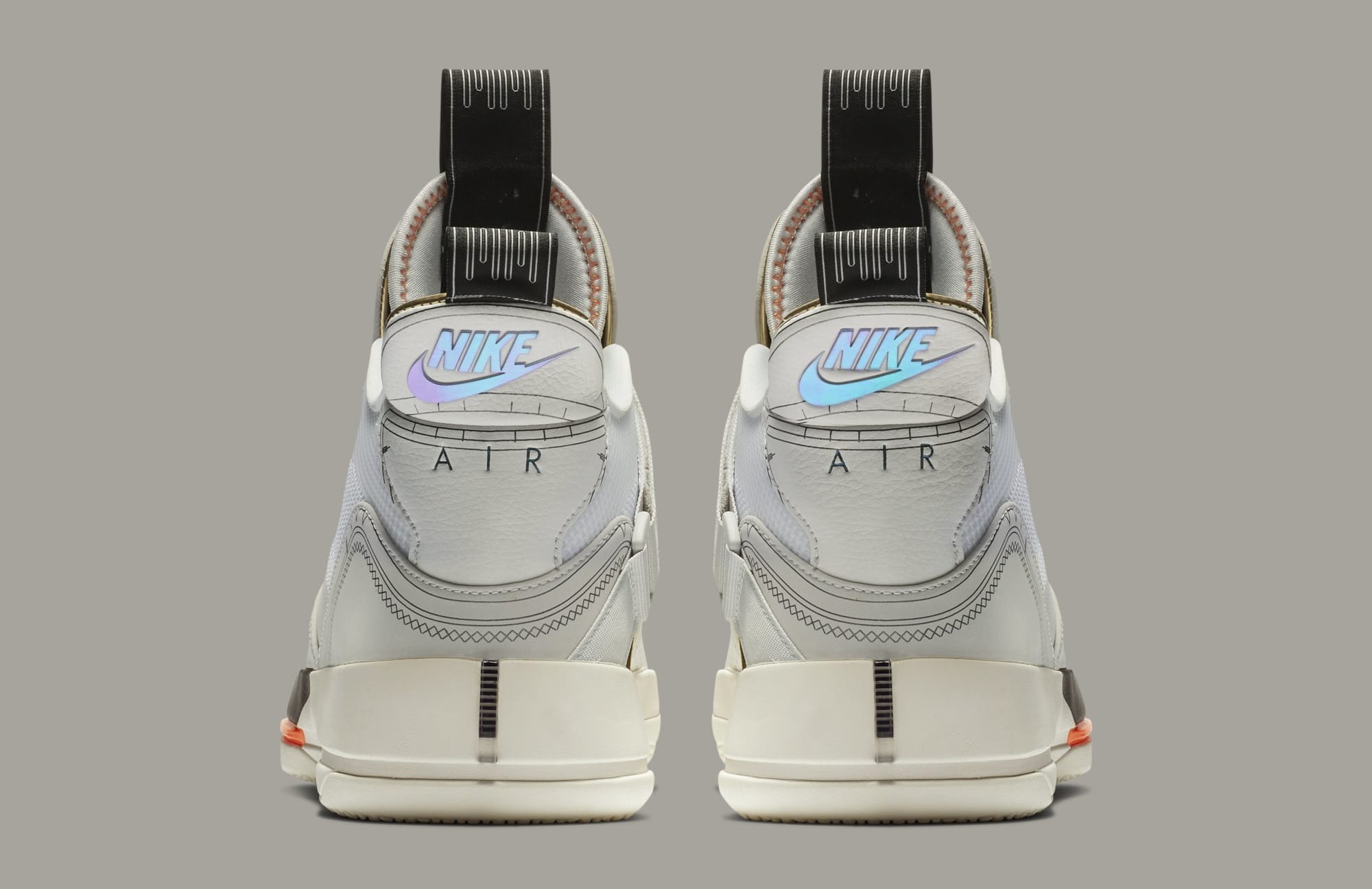 Air Jordan 33 &#x27;Vast Grey/Cone-Sail-White&#x27; AQ8830-004 (Heel)