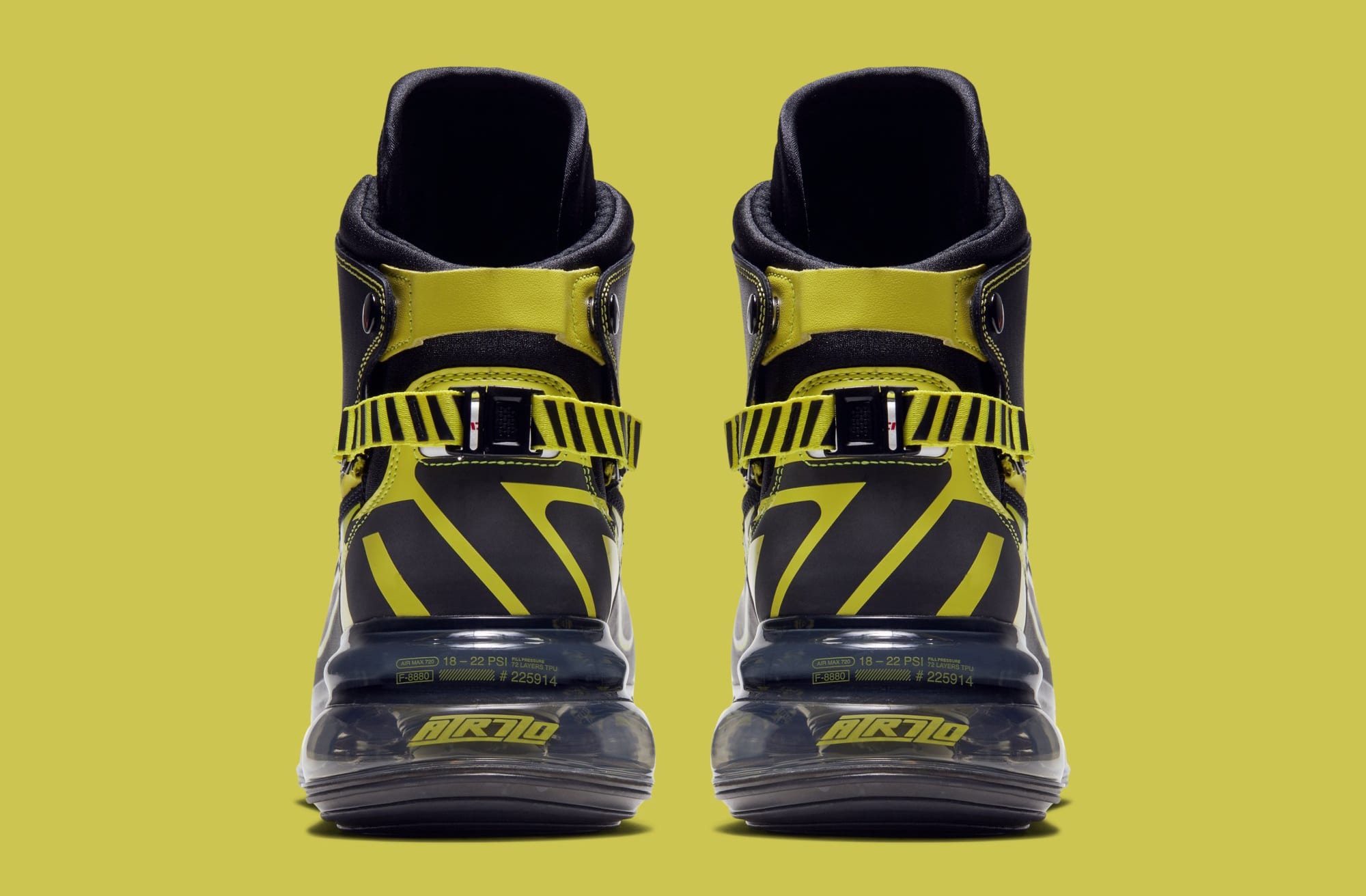 Nike Air Max 720 Saturn &#x27;Black/Dynamic Yellow-University Red&#x27; BV7786-001 (Heel)