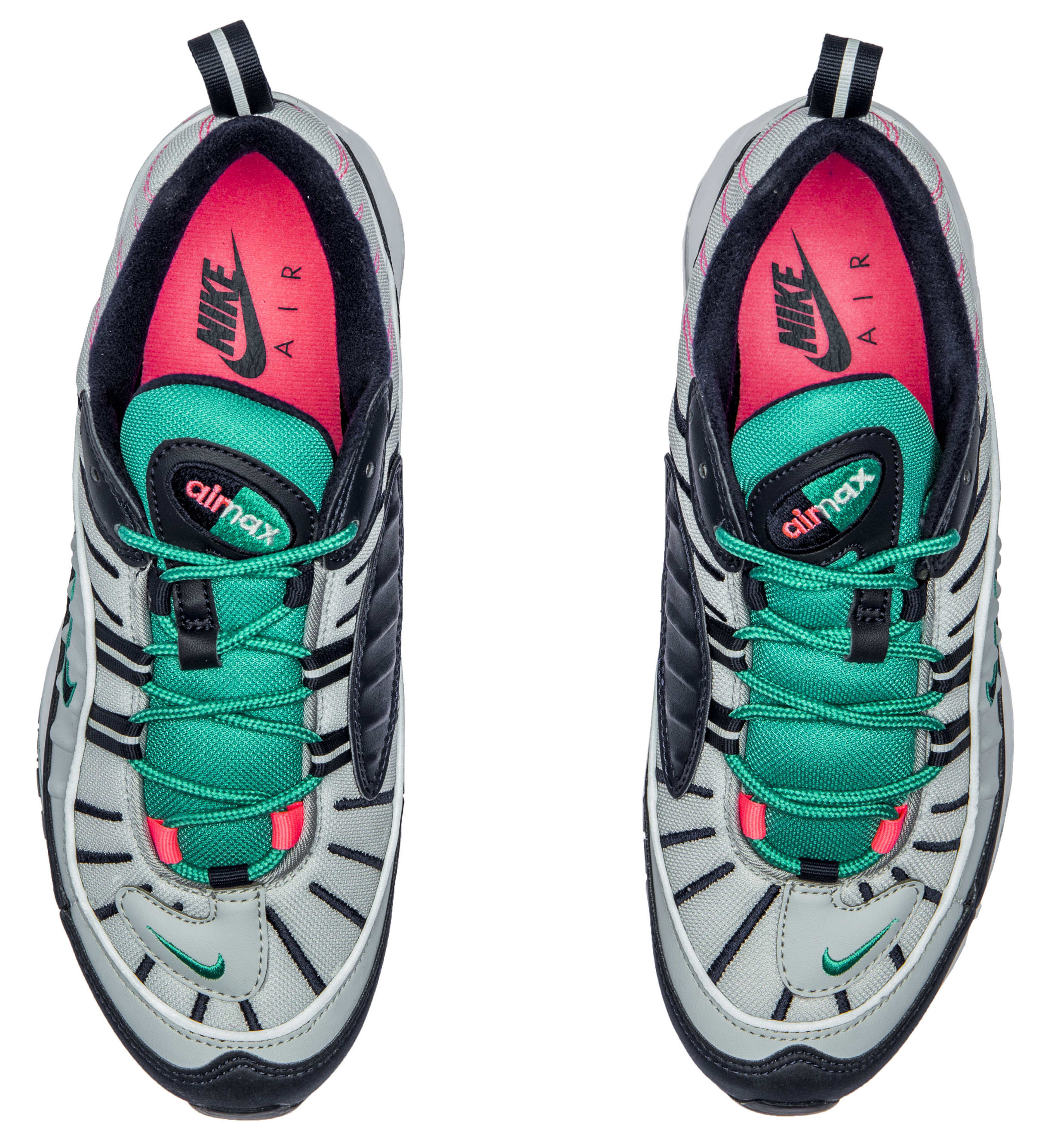 Nike Air Max 98 &#x27;Pure Platinum/Obsidian/Kinetic Green&#x27; 640744-005 (Top Pair)