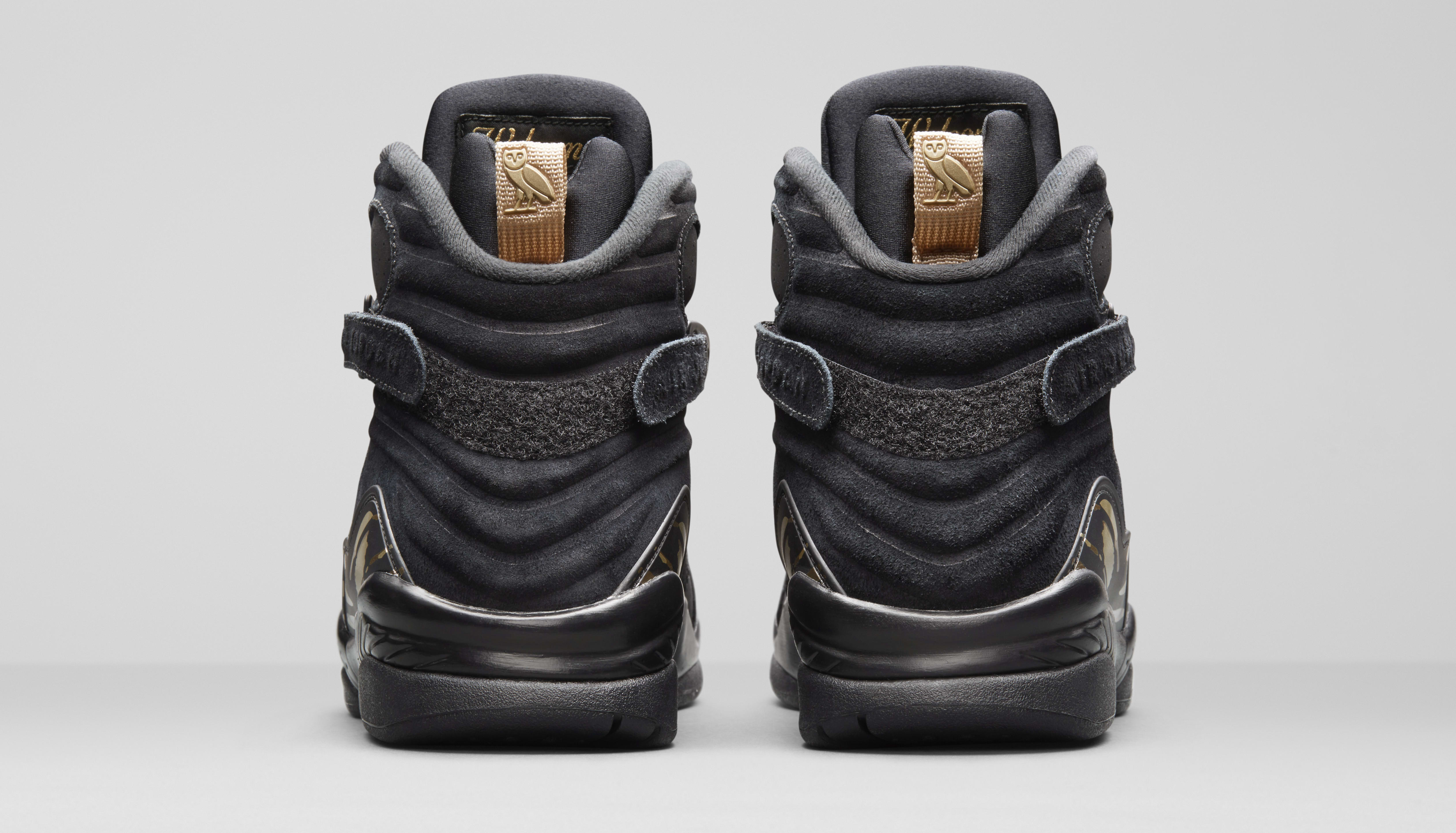 Air Jordan 8 &#x27;OVO&#x27; Black/Metallic Gold-Varsity Red-Blur AA1239-045 (Heel)