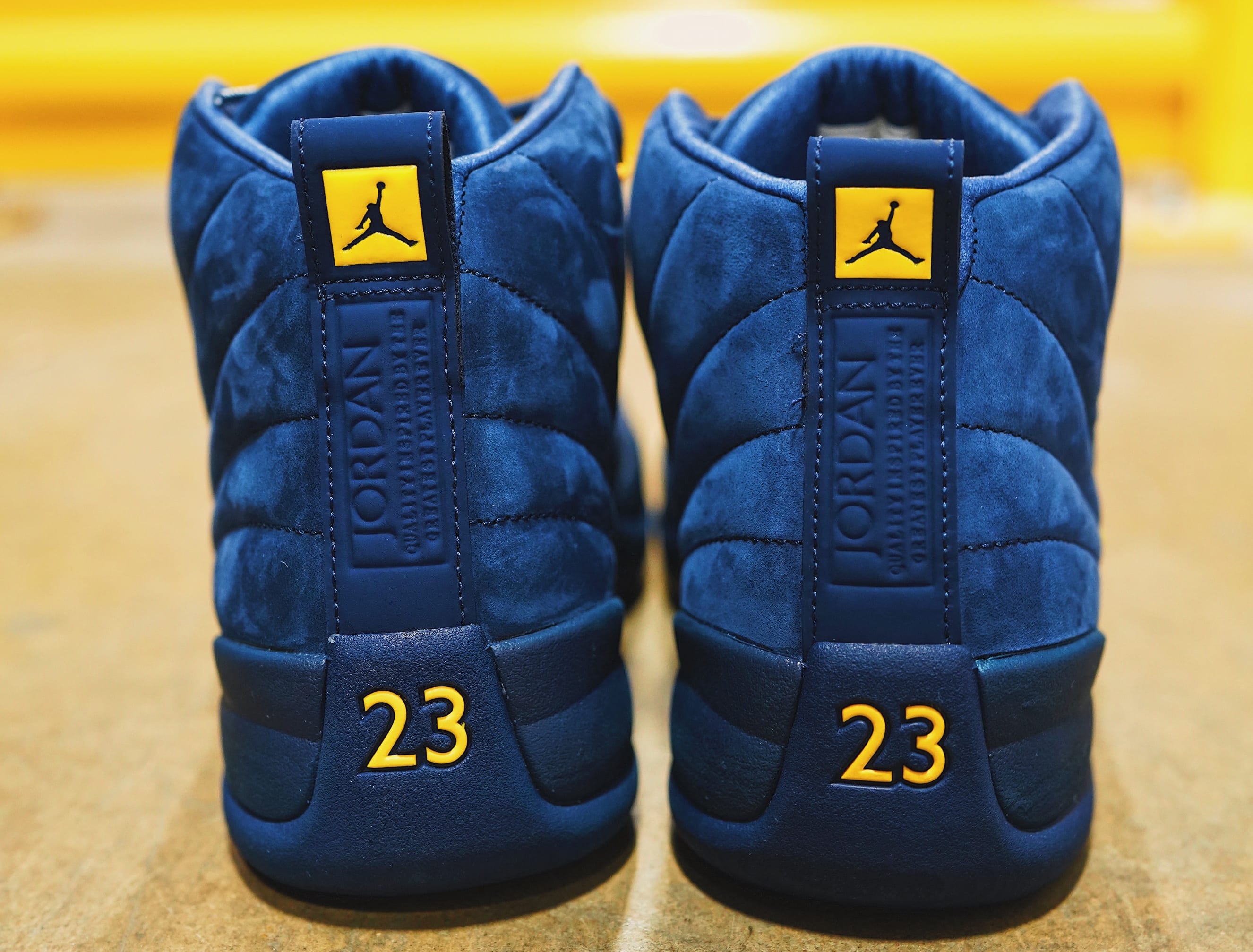 Jordan 12 hotsell blue and gold