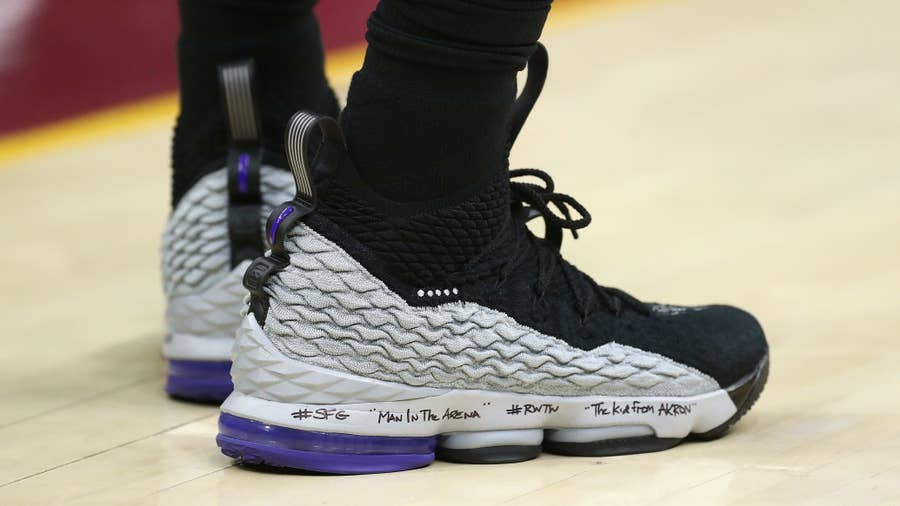 Lebron 15 low clearance triple black on feet