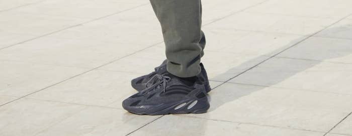 Adidas Yeezy Boost 700 'Black' (On-Foot Left)