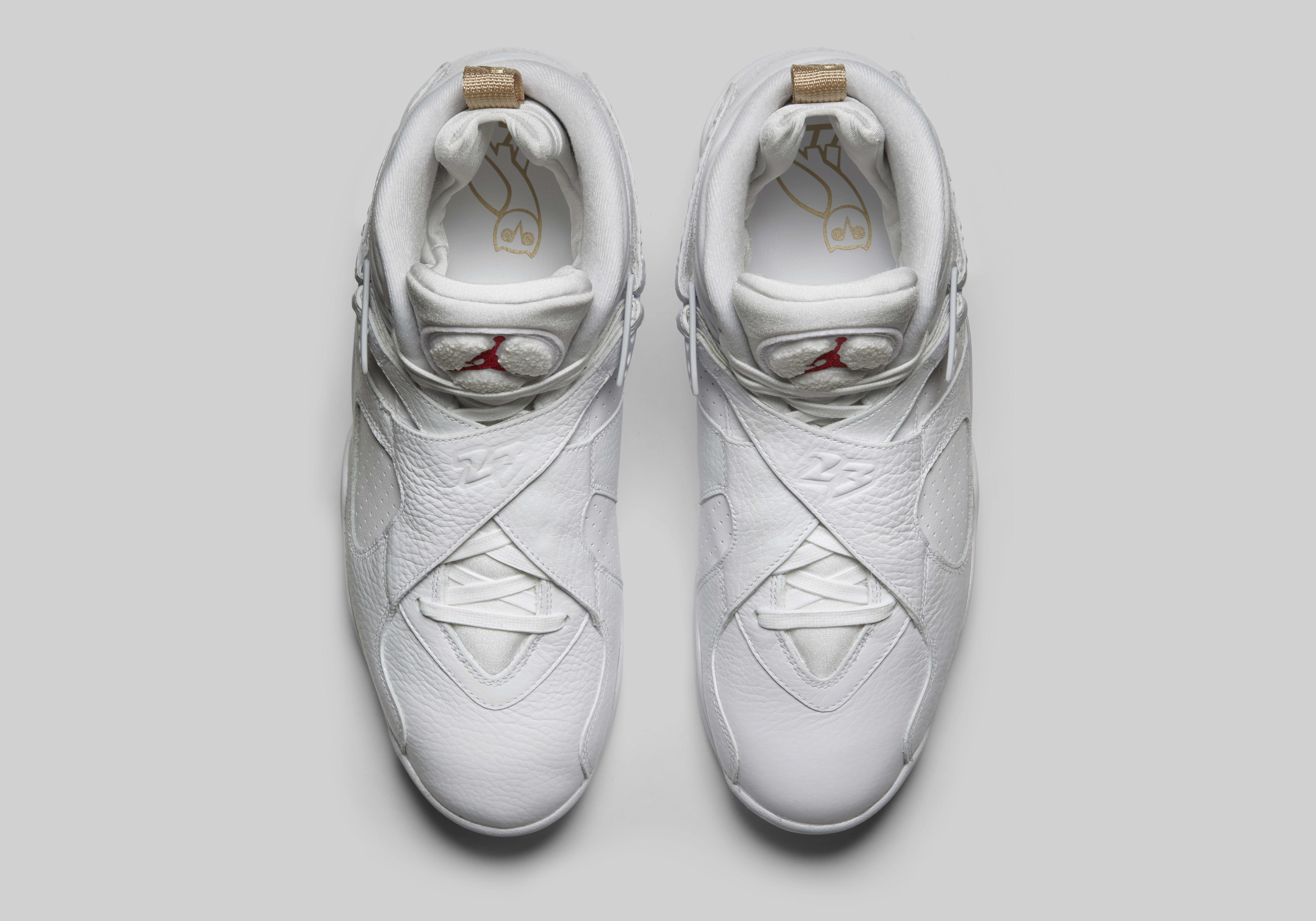 Air Jordan 8 &#x27;OVO&#x27; White/Metallic Gold-Varsity Red-Blur AA1239-135 (Top)