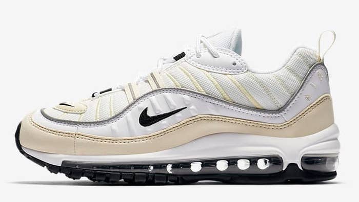 WMNS Nike Air Max 98 'White/Black/Fossil' AH6799-102 (Lateral)
