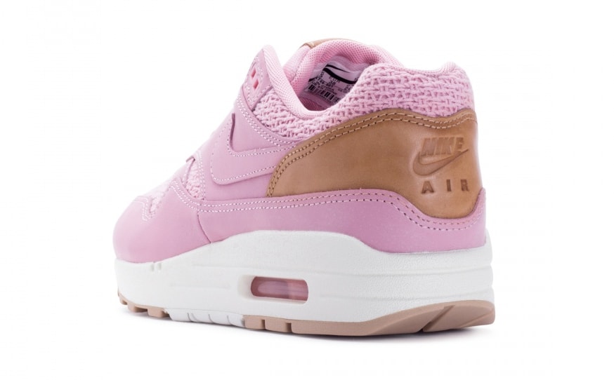 Nike Air Max 1 Premium Women&#x27;s Pink Glaze Release Date Heel 454746-601