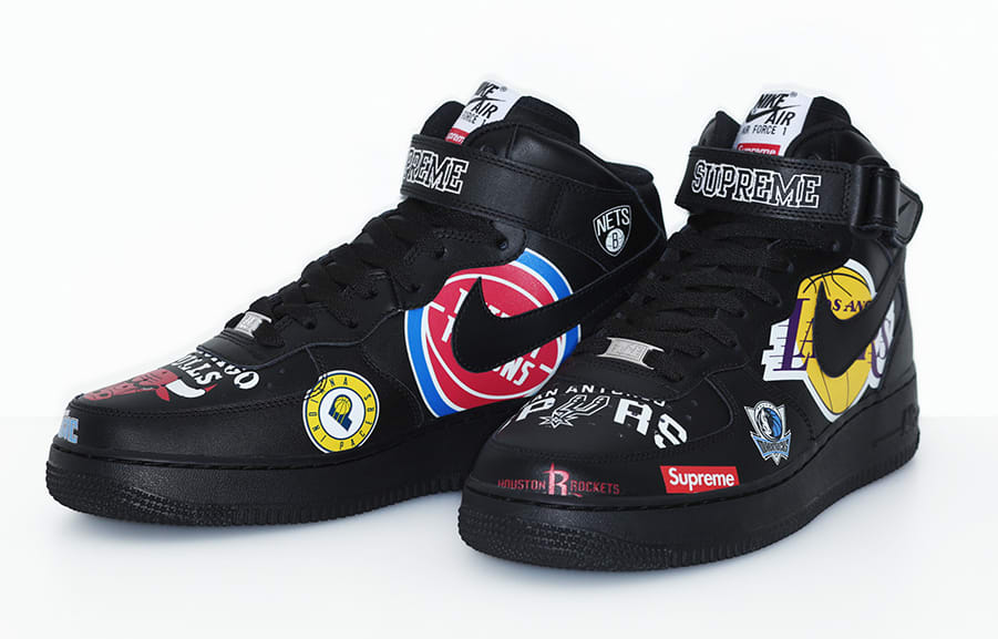 Supreme x Nike x NBA Air Force 1 Mid &#x27;Black&#x27; AQ8017-001 (Pair)