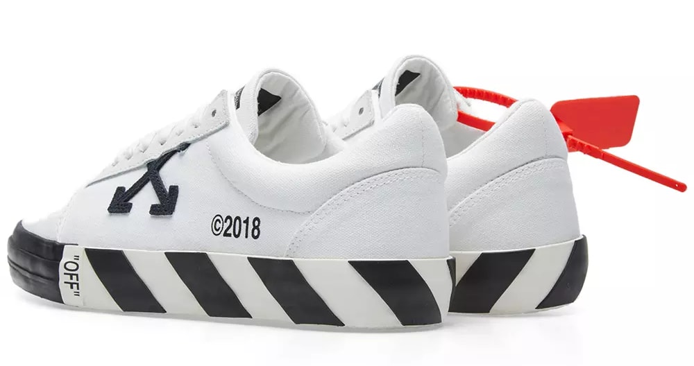 Off-White Vulc Low-Top Sneaker in White/Black (Heel)