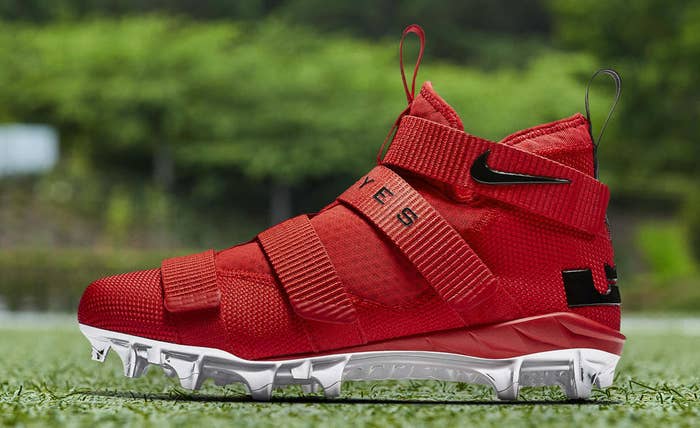 Nike LeBron Soldier 11 Cleats Ohio State Red Release Date AO9146-600 Profile