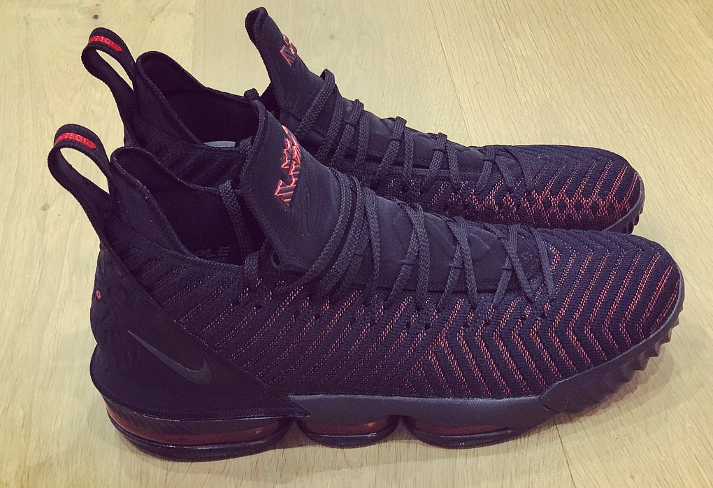 Nike LeBron 16 &#x27;Black/University Red&#x27; AO2588-002 (Medial)