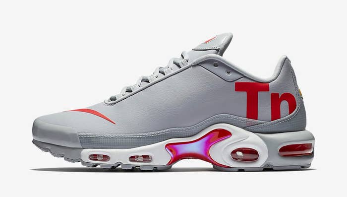 Nike Air Max Plus Leather Big Logo &#x27;Grey/Red&#x27; (Lateral)