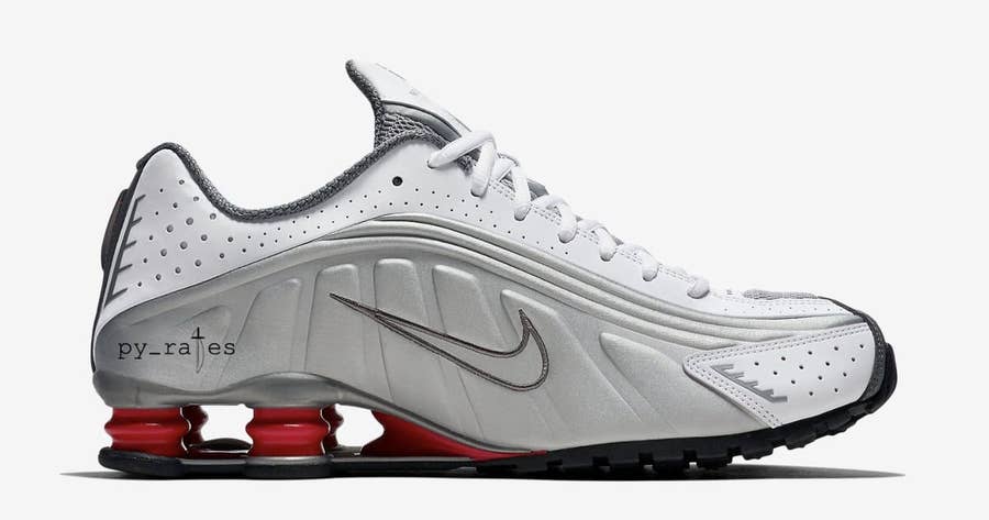 Nike shox shop grey and red