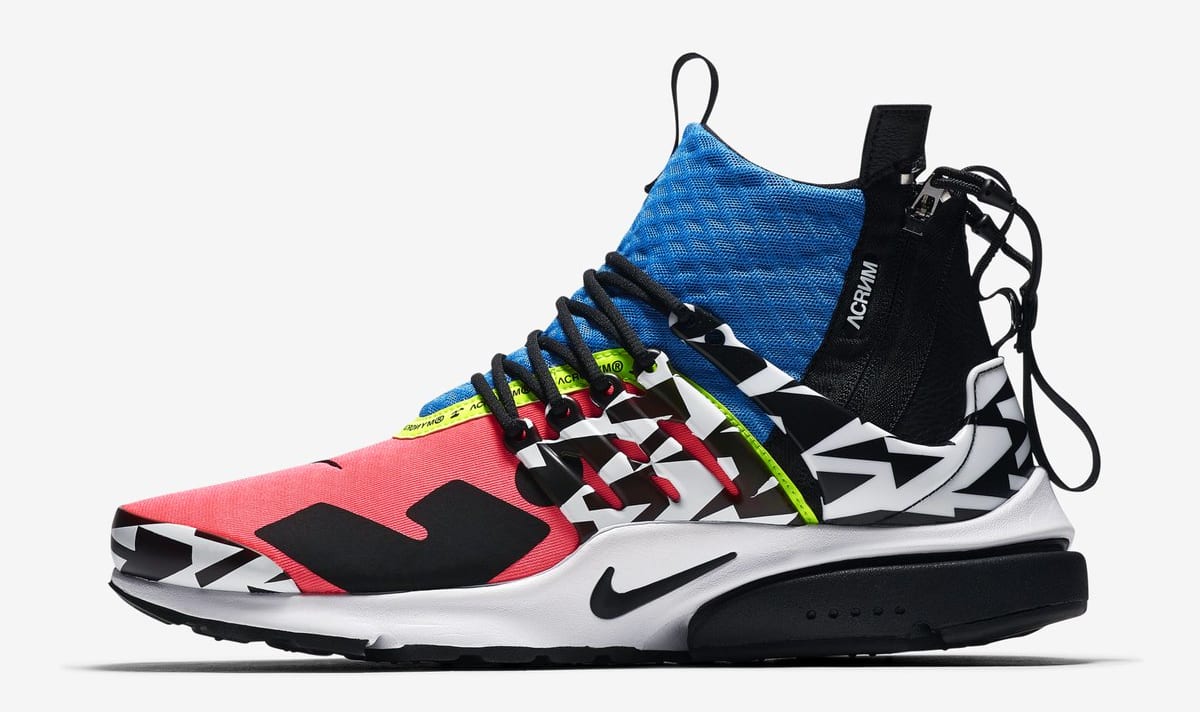 Acronym x Nike Air Presto Mid &#x27;Racer Pink/Photo Blue/Black/White&#x27; (Lateral)