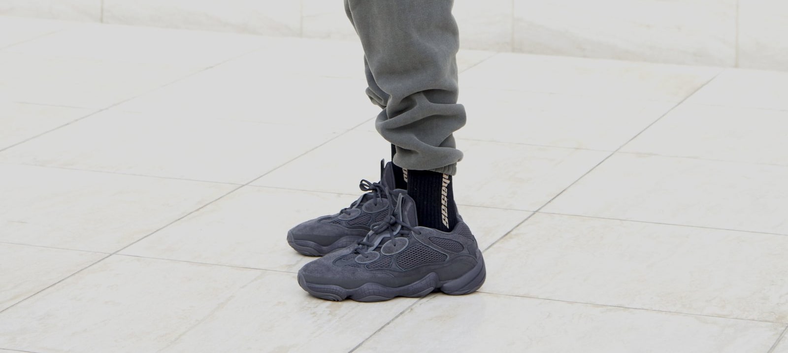 Adidas Yeezy 500 &#x27;Black&#x27; (On-Foot Left)