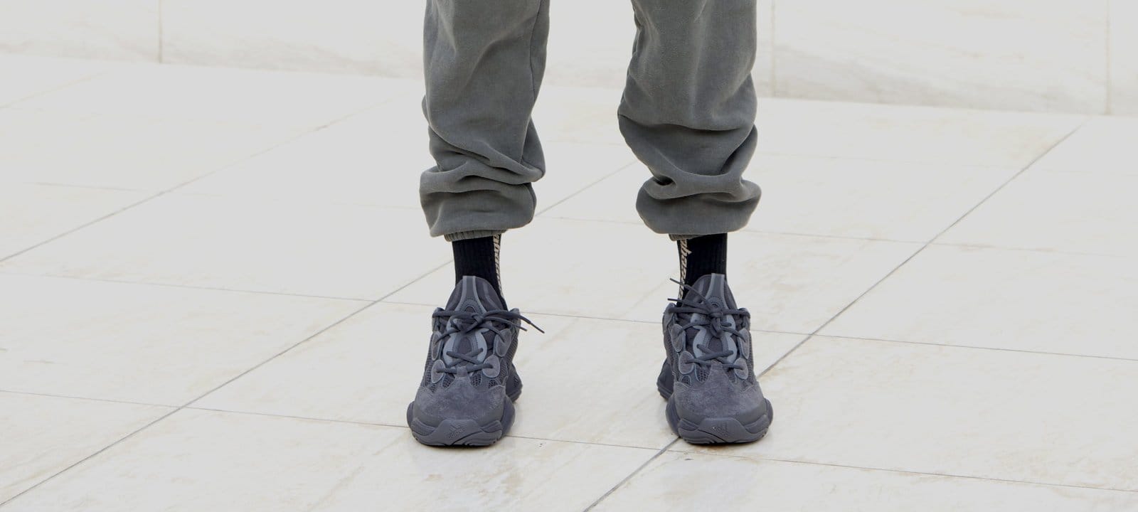 Adidas Yeezy 500 &#x27;Black&#x27; (On-Foot Front)