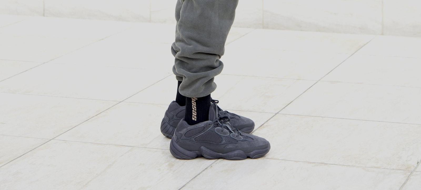 Adidas Yeezy 500 &#x27;Black&#x27; (On-Foot Right)