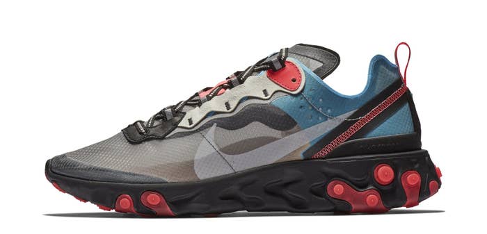 Nike React Element 87 &#x27;Black/Cool Grey/Blue Chill/Solar Red&#x27; AQ1090-006 (Lateral)