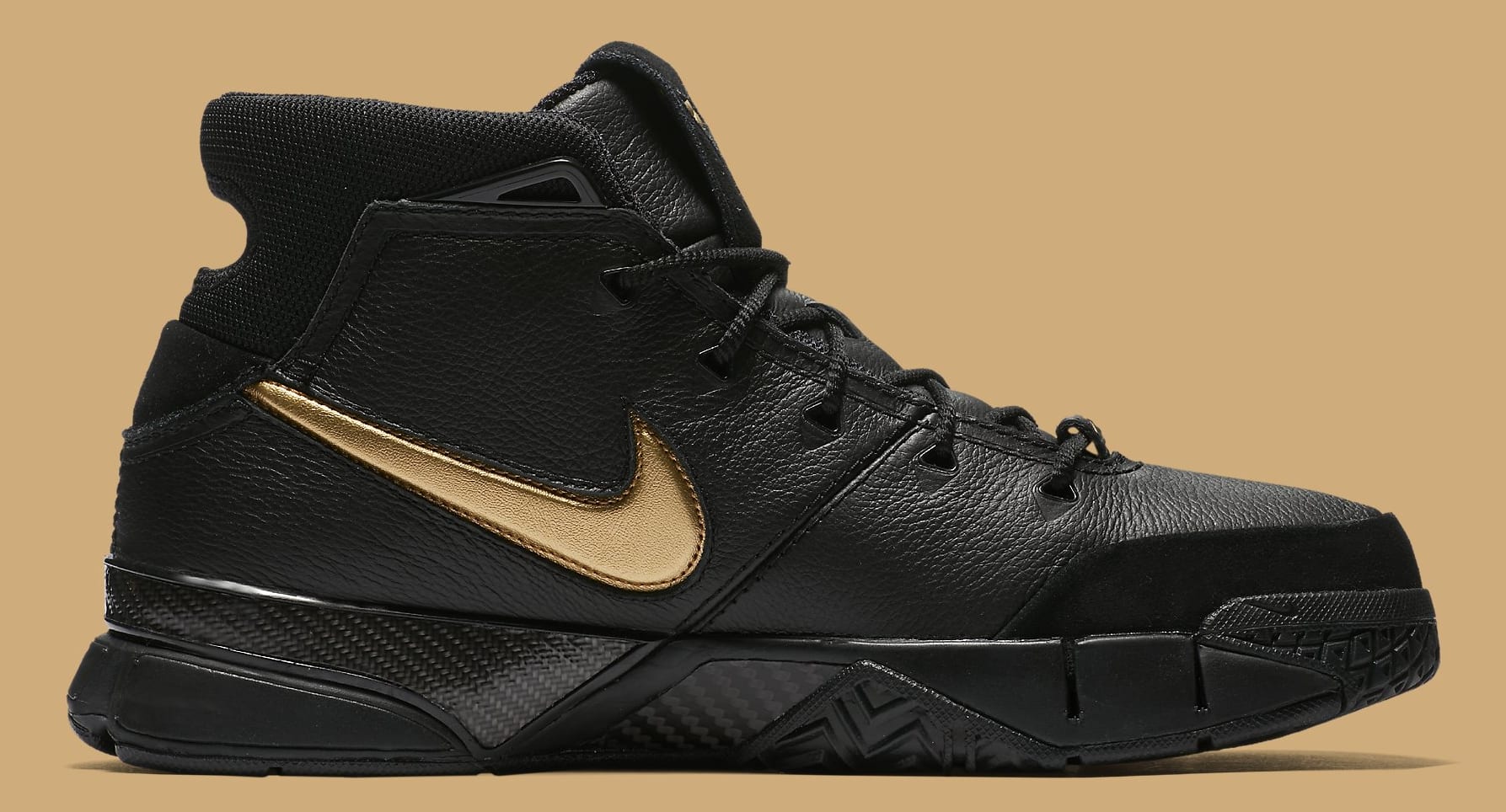 Nike Kobe 1 Protro &#x27;Black/Black/White/Metallic Gold&#x27; AQ2728-002 (Medial)