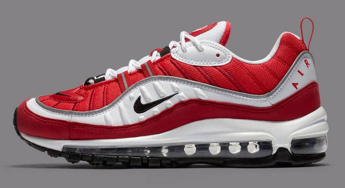 Nike Air Max 98 White/Black-Gym Red-Reflect Silver AH6799-101 (Lateral)