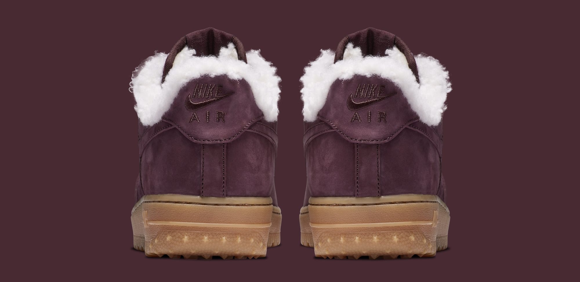 Nike Air Force 1 Premium Winter &#x27;Burgundy Crush/Gum Light Brown&#x27; Av2874-600 (Heel)