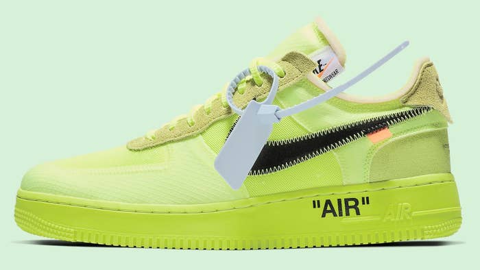 Off-White x Nike Air Force 1 Volt Release Date AO4606-700 Profile