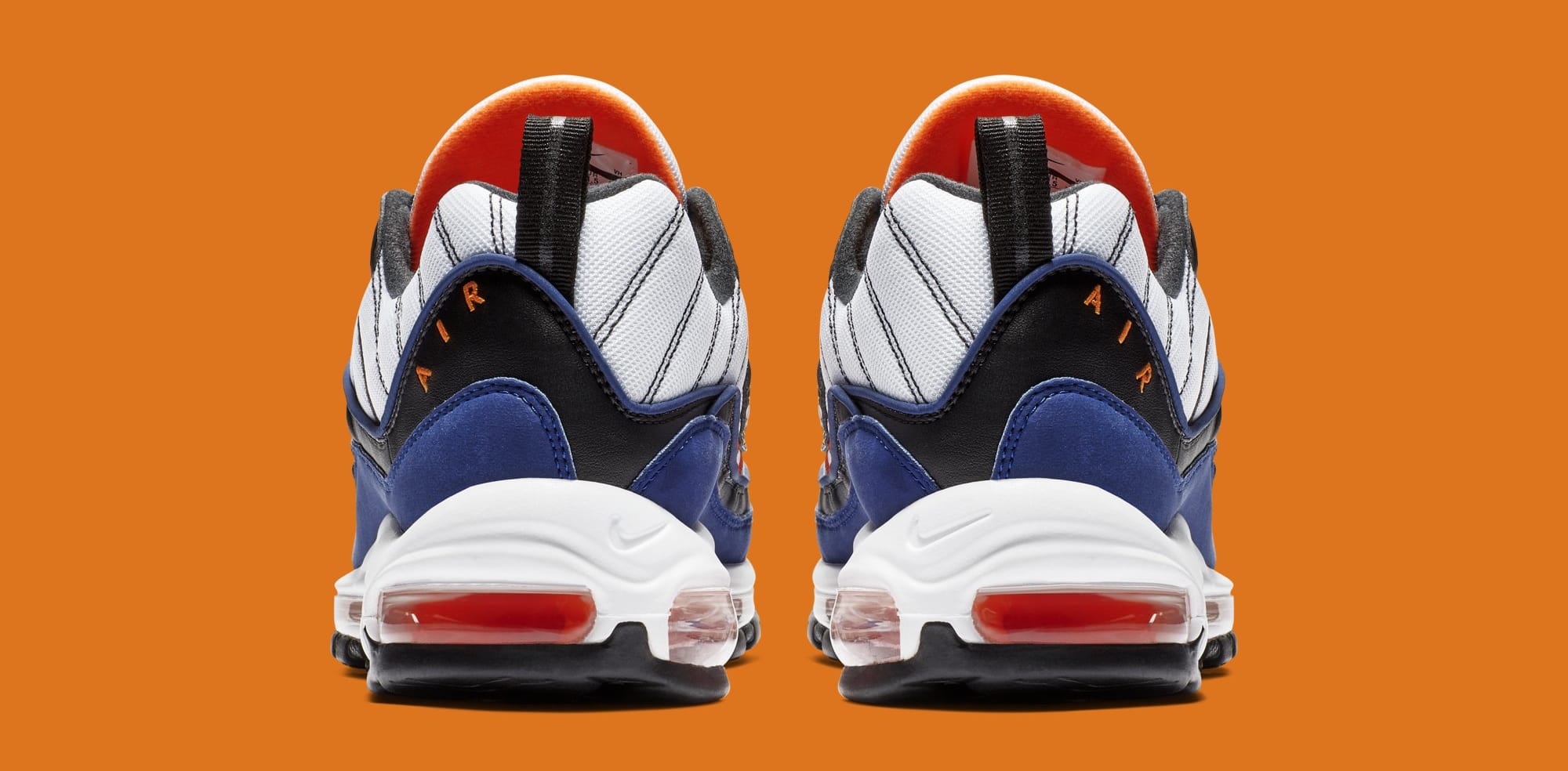 Nike Air Max 98 &#x27;White/Deep Royal Blue-Total Orange-Black&#x27; CD1536-100 (Heel)
