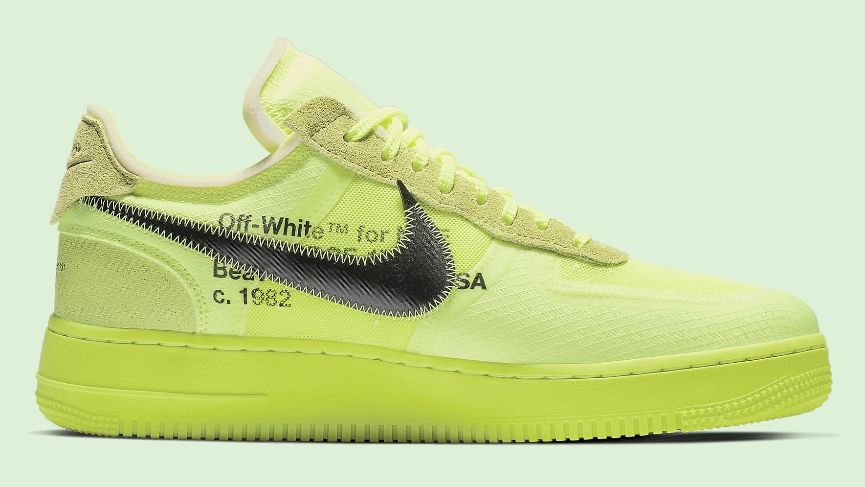 Off-White x Nike Air Force 1 Volt Release Date AO4606-700 Medial