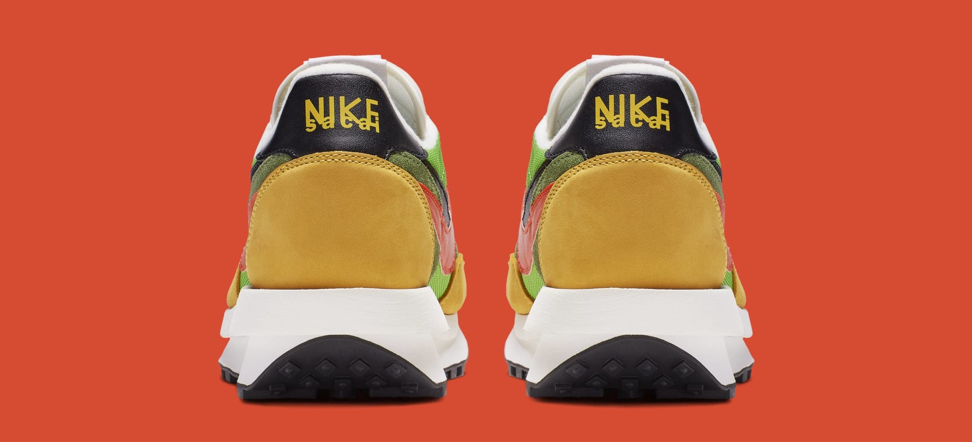 Sacai x Nike LDWaffle &#x27;Green Gusto/Safety Orange/Black&#x27; BV0073-300 (Heel)