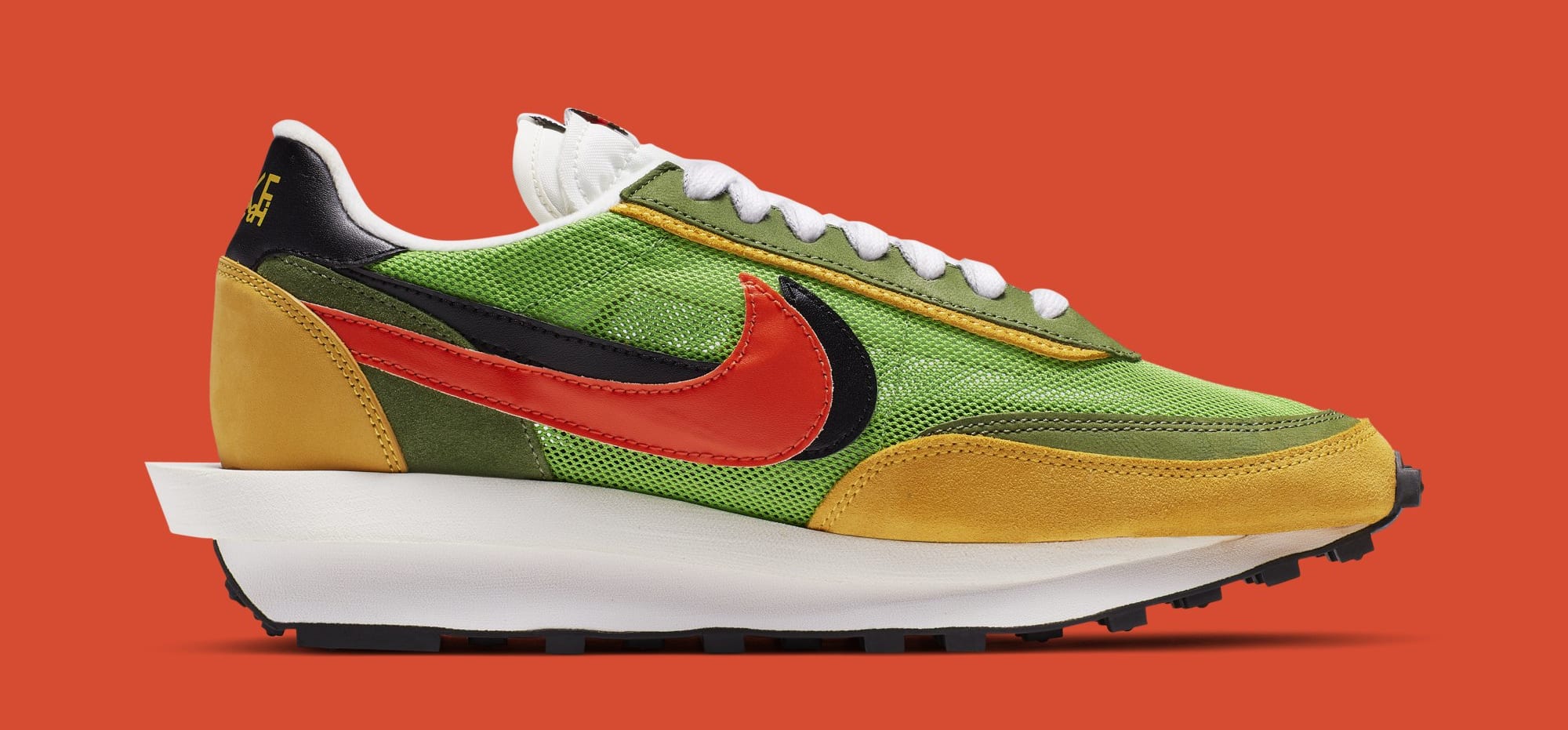 Sacai x Nike LDWaffle &#x27;Green Gusto/Safety Orange/Black&#x27; BV0073-300 (Medial)