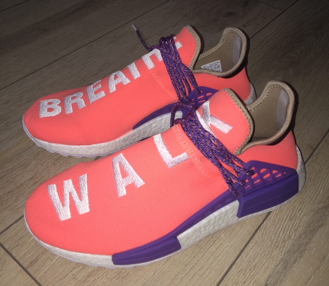Pharrell x Adidas NMD Hu Breathe Walk Orange Purple Sample Dark