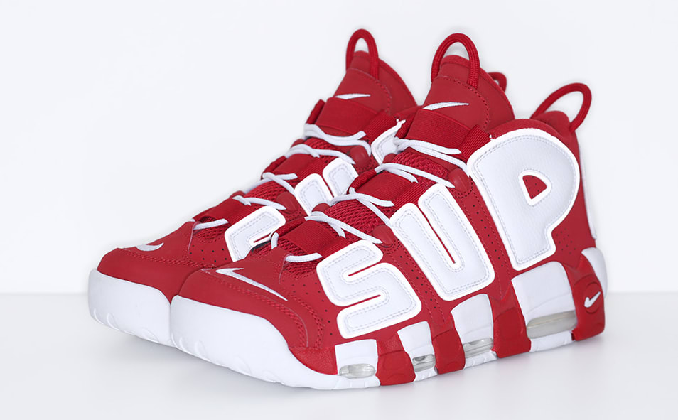 Red Supreme Nike Air More Uptempo