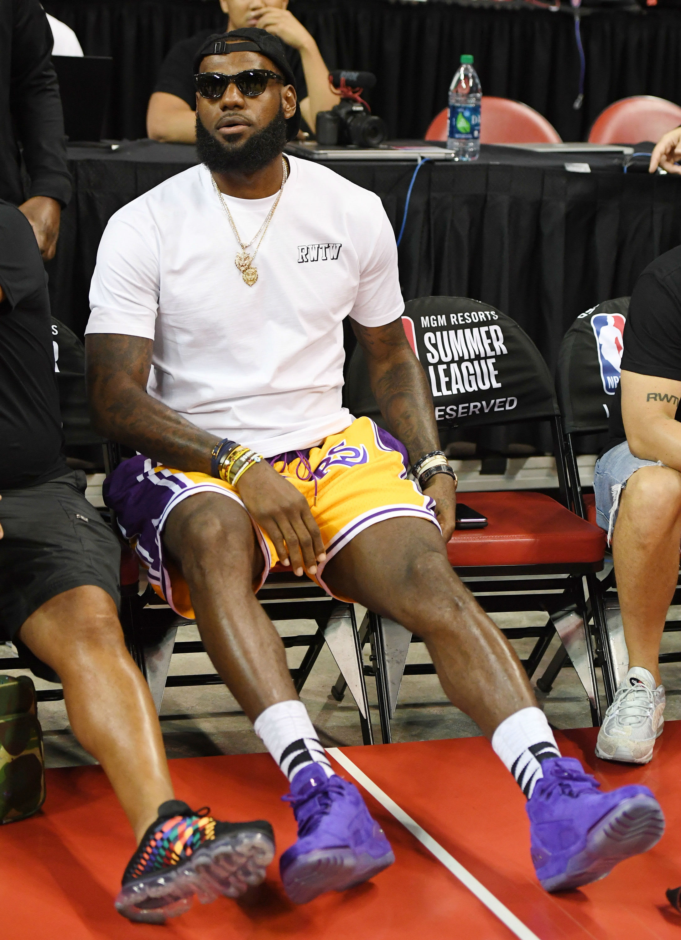 LeBron James Nike Air Zoom Generation Purple Lakers Sitting