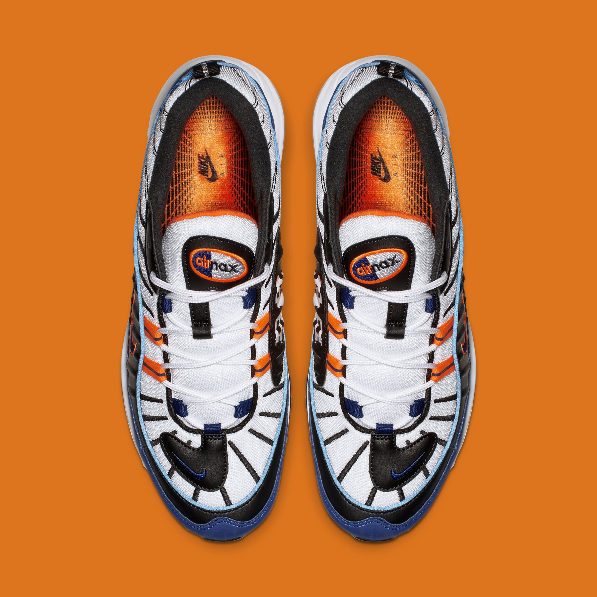 Nike Air Max 98 &#x27;White/Deep Royal Blue-Total Orange-Black&#x27; CD1536-100 (Top)
