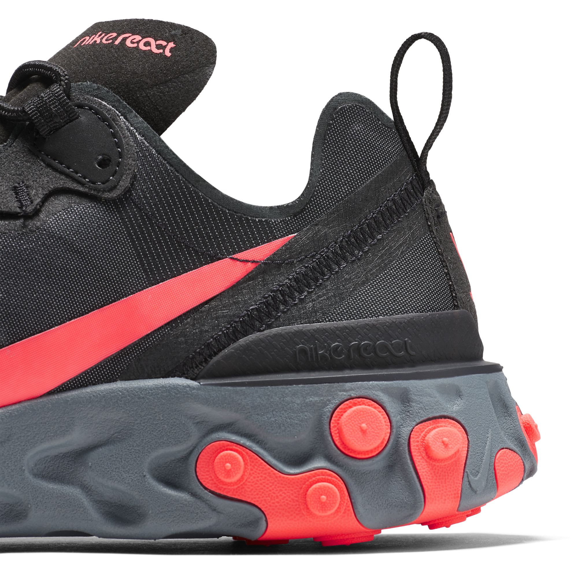 Nike React Element 55 &#x27;Black/Cool Grey/Dark Grey/Solar Red&#x27; (Detail)