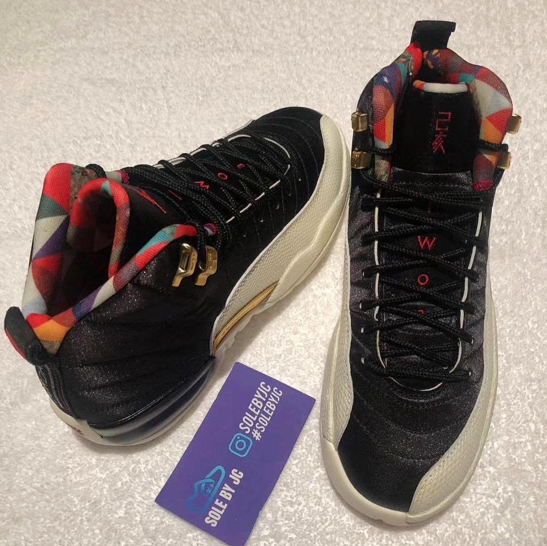 Air Jordan 12 &#x27;Chinese New Year&#x27; Black/Sail/Metallic Gold/ True Red CI2977-006 2