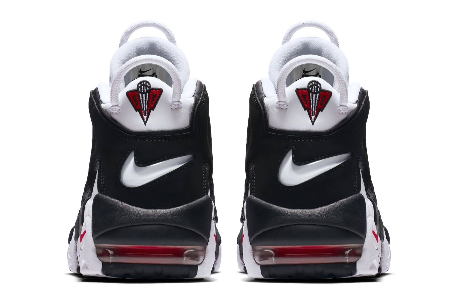 Nike Air More Uptempo White Black Varsity Red Heel
