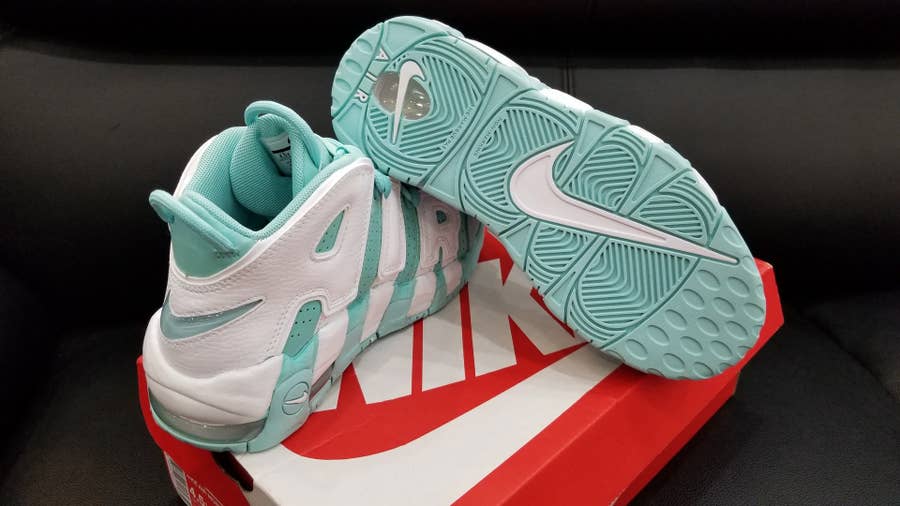 Nike air more uptempo mint green top