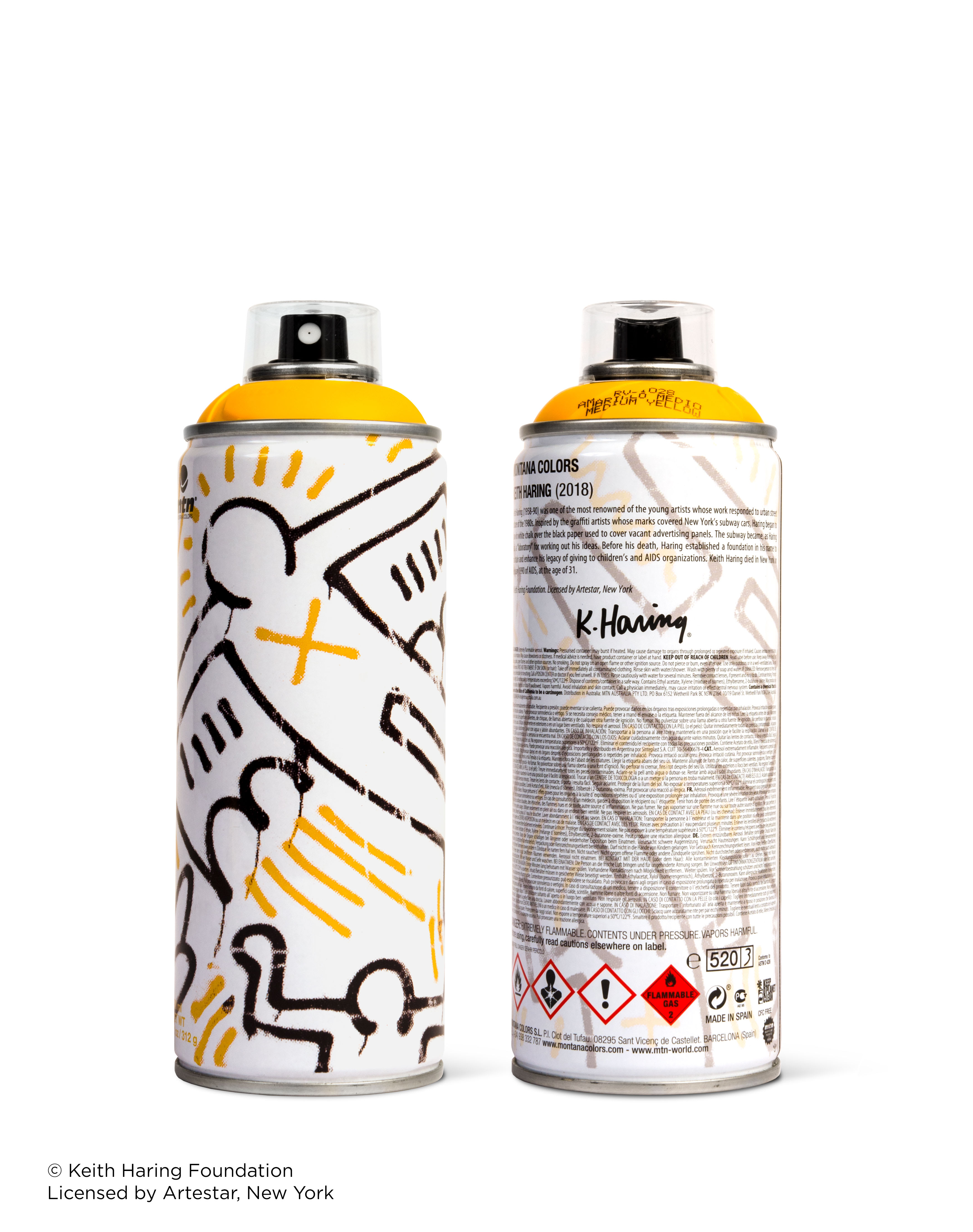 Yellow Keith Haring spray paint can for Beyond The Streets.