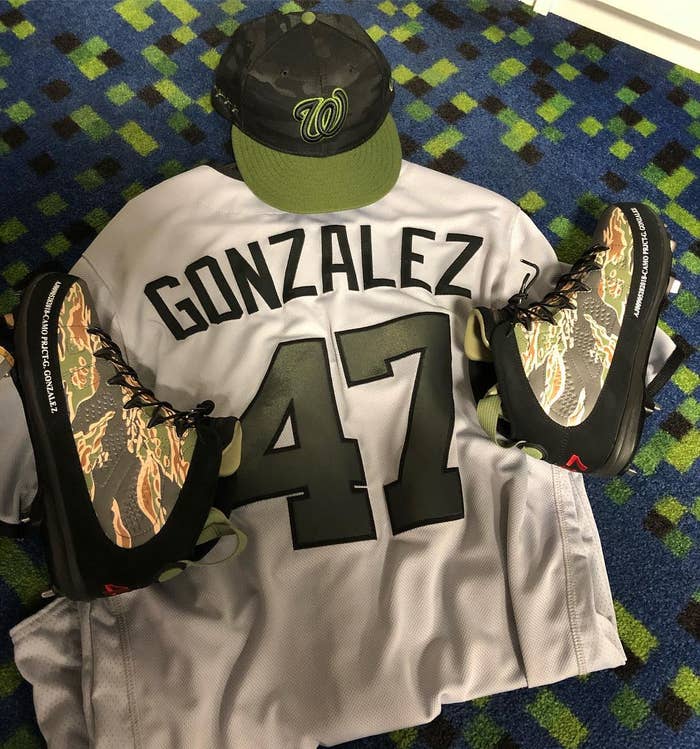 Air Jordan 9 Cleats Memorial Day Camo Gio Gonzalez