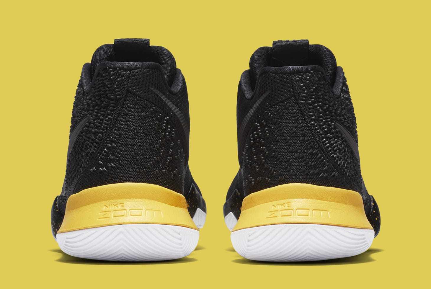 Nike Kyrie 3 Black Yellow Multicolor 852396-901 Heel
