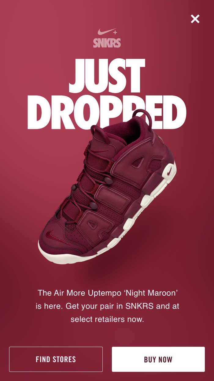 Nike SNKRS Night Maroon Uptempo