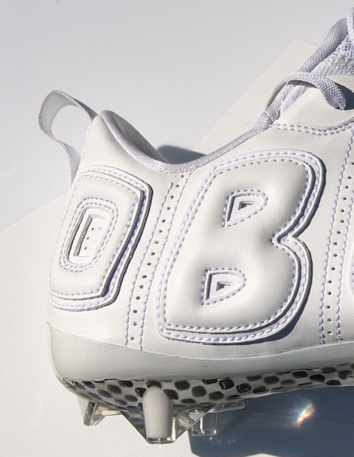 Odell Beckham Nike Air More Uptempo White Cleats Heel
