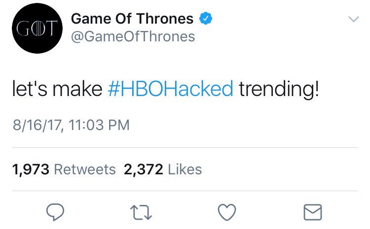 HBO Game of Thrones twitter hack