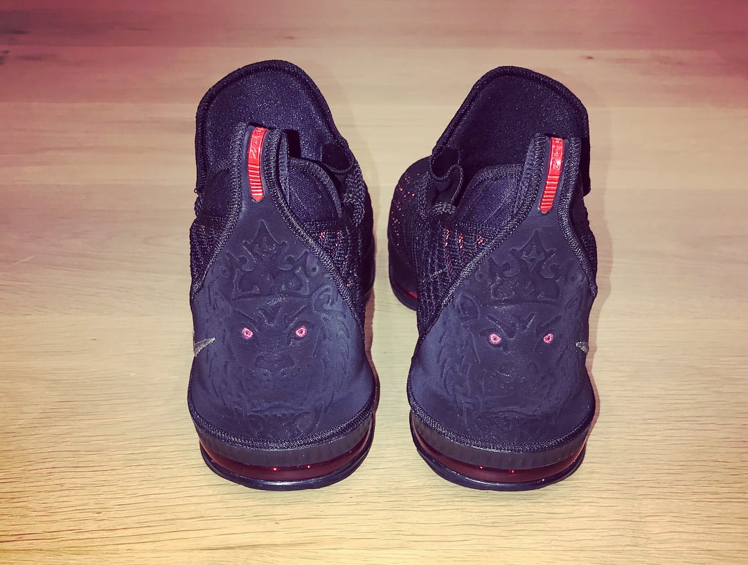 Nike LeBron 16 &#x27;Black/University Red&#x27; AO2588-002 (Heel)