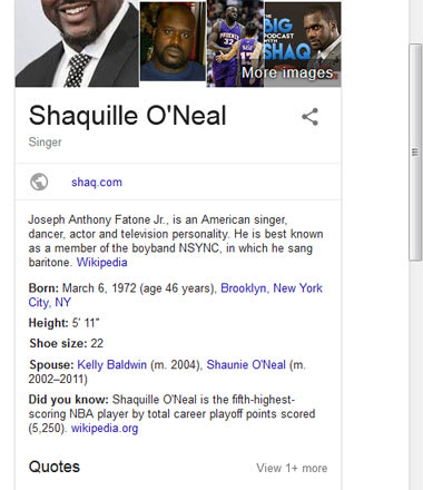 Shaq Google info