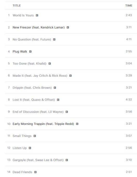 Rich the Kid Tracklist for &#x27;The World Is Yours&#x27;